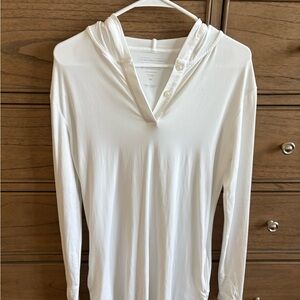 Coolibar SPF White Hooded Long-Sleeve beach cover up